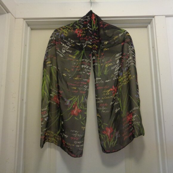 RETRO EXOTIC LANGUAGE CHIFFON EMBROIDERED SCARF - Picture 1 of 7